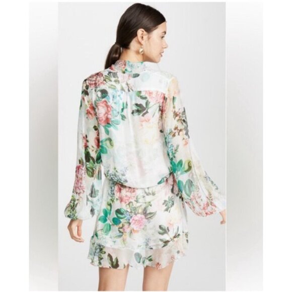 Rococo Sand Floral Sheer Wrap Tie Waist & High-Low Hem Women's Blouse Size M - Picture 2 of 11